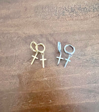 Load image into Gallery viewer, cross huggie earrings