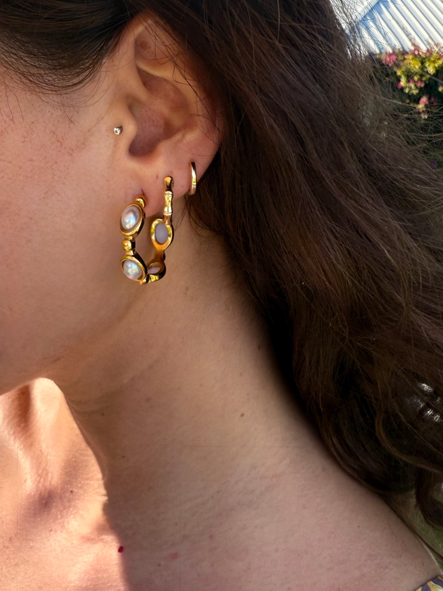 waterproof pearl hoops