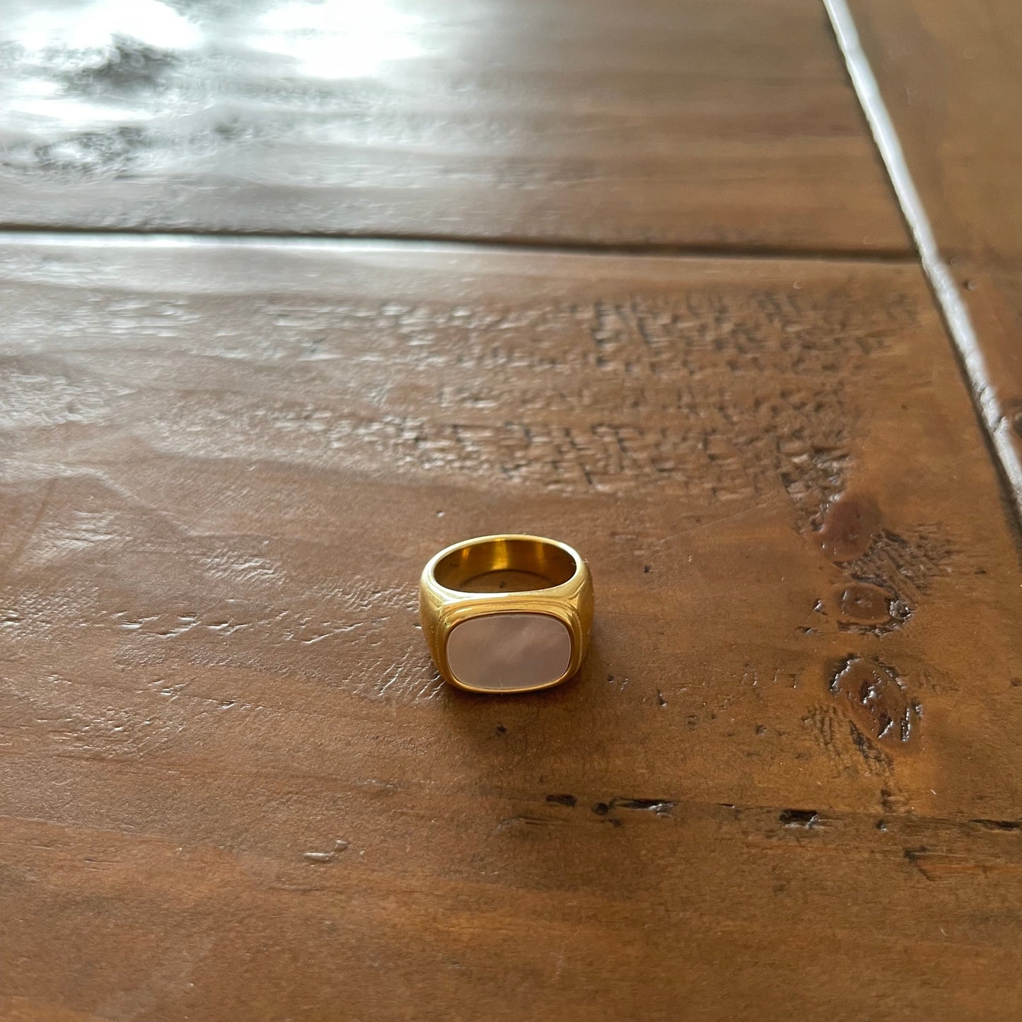 chunky square pearl ring