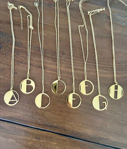 retro gold initial necklace