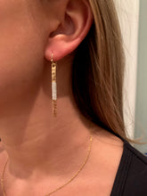 Load image into Gallery viewer, hammered wire wrapped vertical bar earrings
