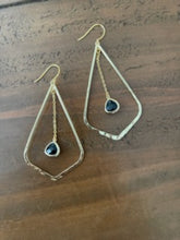Load image into Gallery viewer, teardrop glass stone dangle hoop earrings