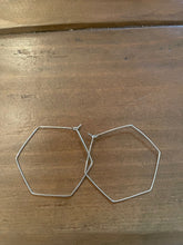 Load image into Gallery viewer, large geometric hexagon hoop earrings