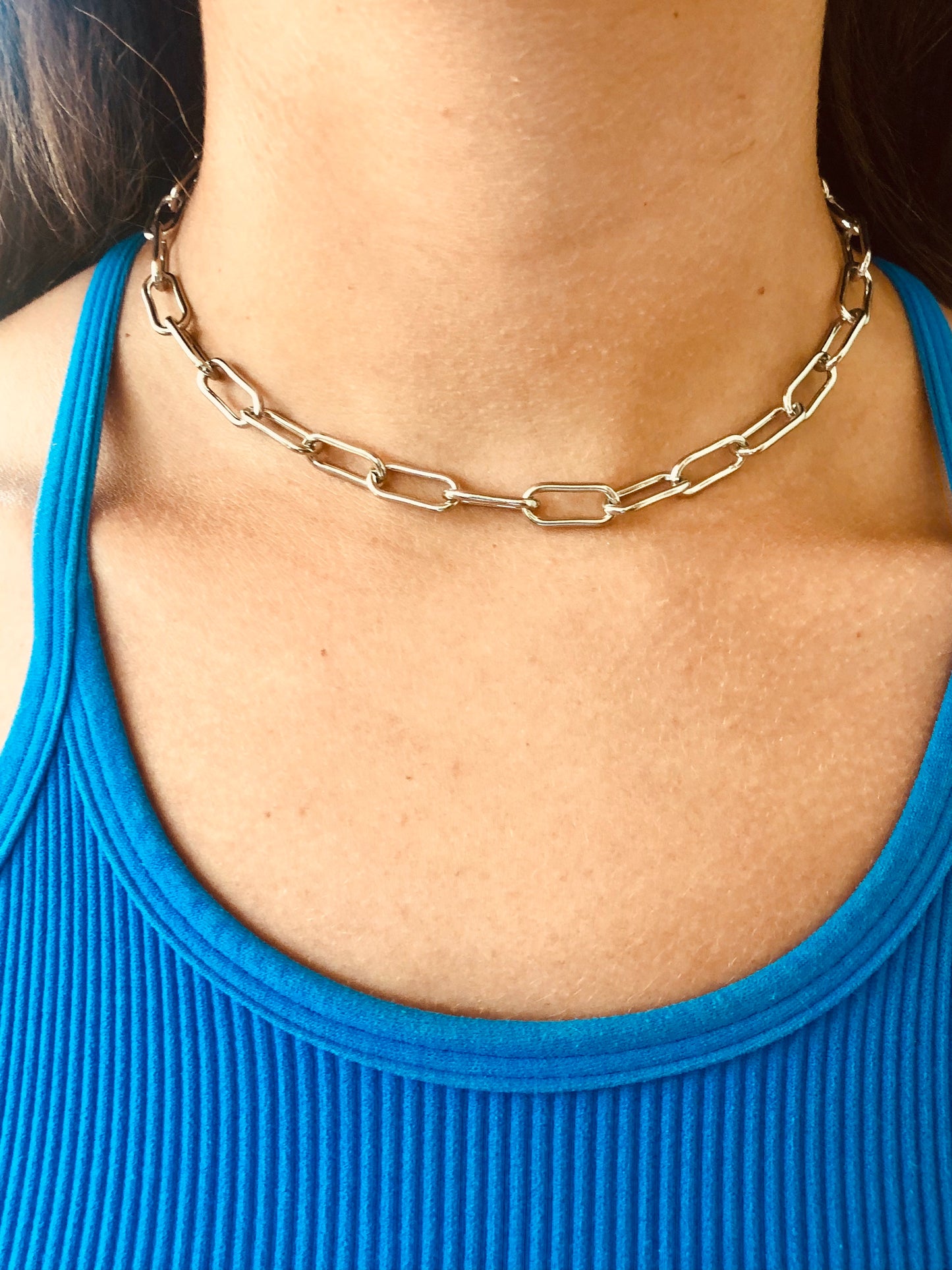 thick chunky silver choker
