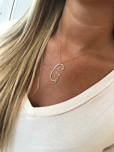 large hammered initial necklace