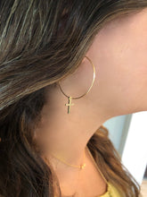 Load image into Gallery viewer, dangle cross hoop earrings
