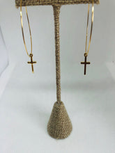 Load image into Gallery viewer, dangle cross hoop earrings