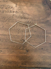 Load image into Gallery viewer, large geometric hexagon hoop earrings