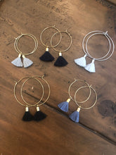 Load image into Gallery viewer, tassel hoop earrings