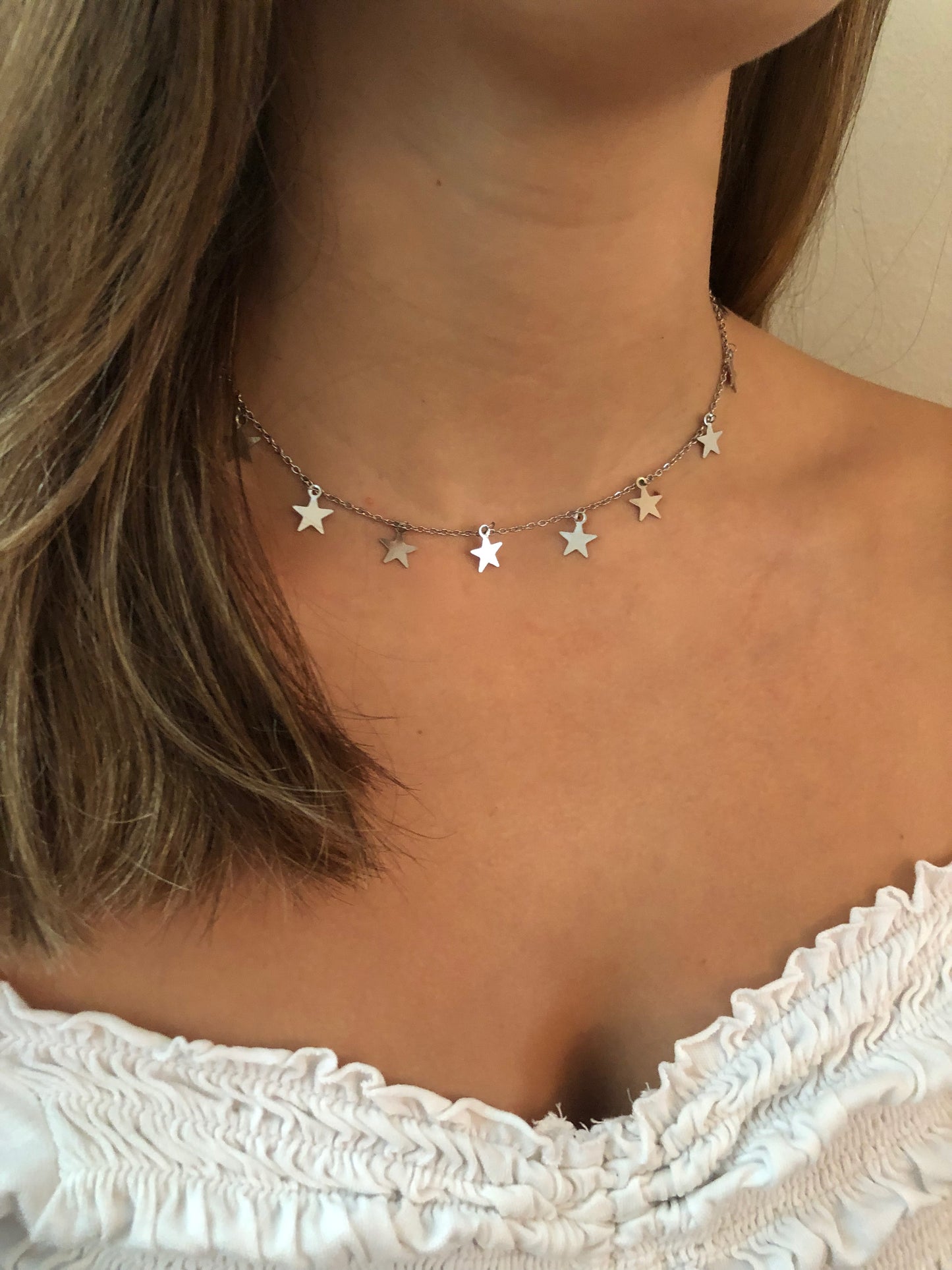 stainless steel silver star choker