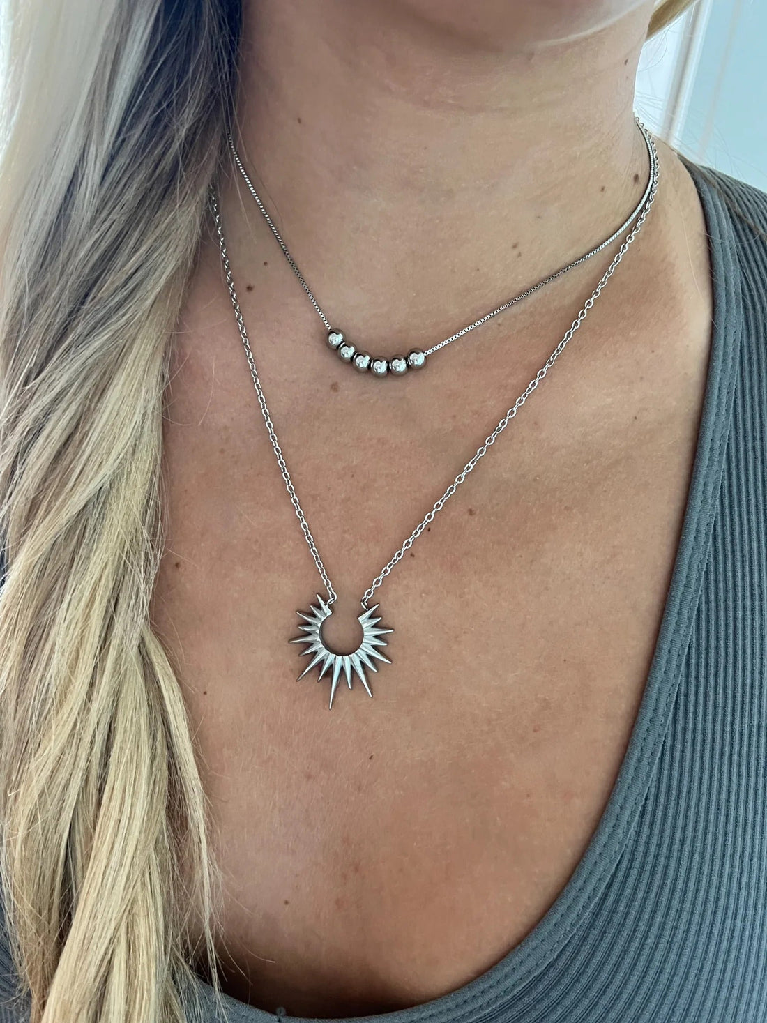 A tarnish and water-proof stainless steel necklace available at bubs & sass.