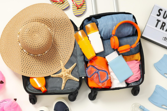An image of beach vacation essentials.
