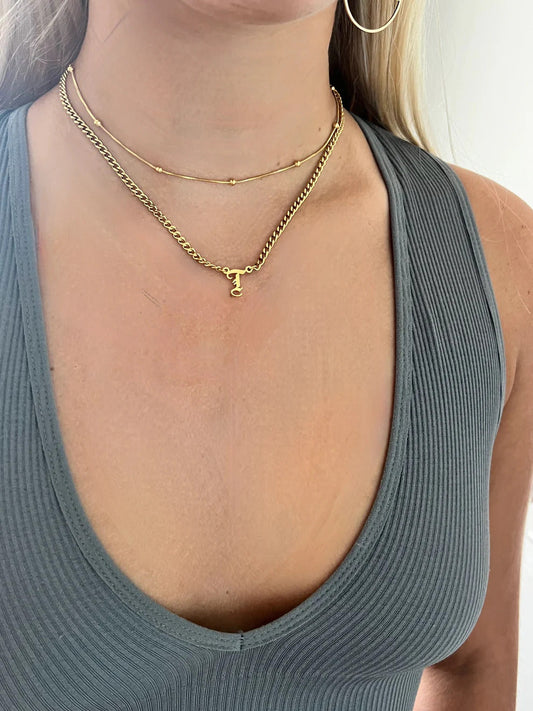 Old English Initial Necklace made of stainless steel at bubs & sass.