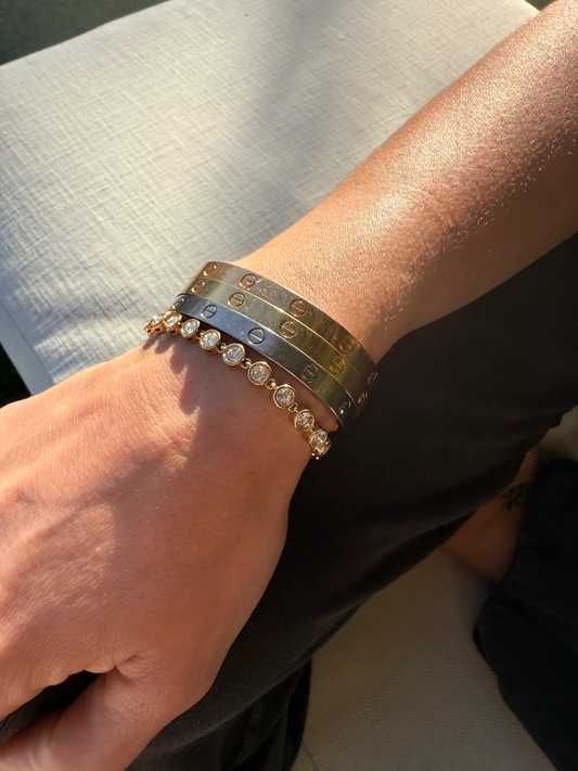 Waterproof cz tennis bracelet available at bubs & sass.