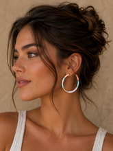 Load image into Gallery viewer, light heishi beaded summer hoops
