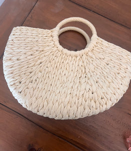 rattan half moon straw tote