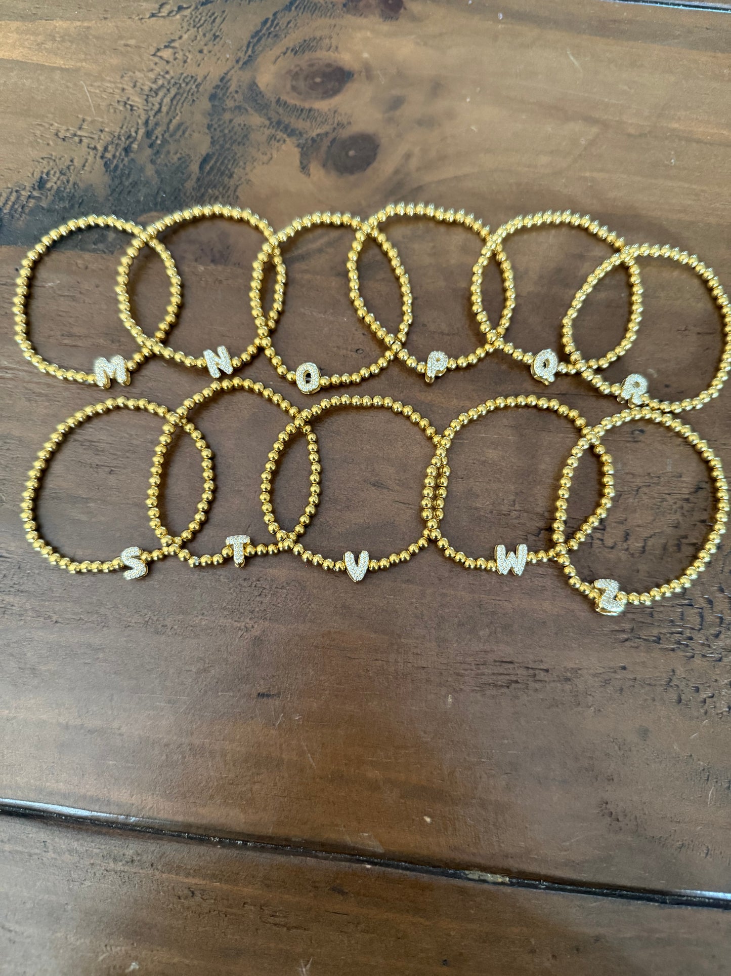 waterproof beaded initial bracelet