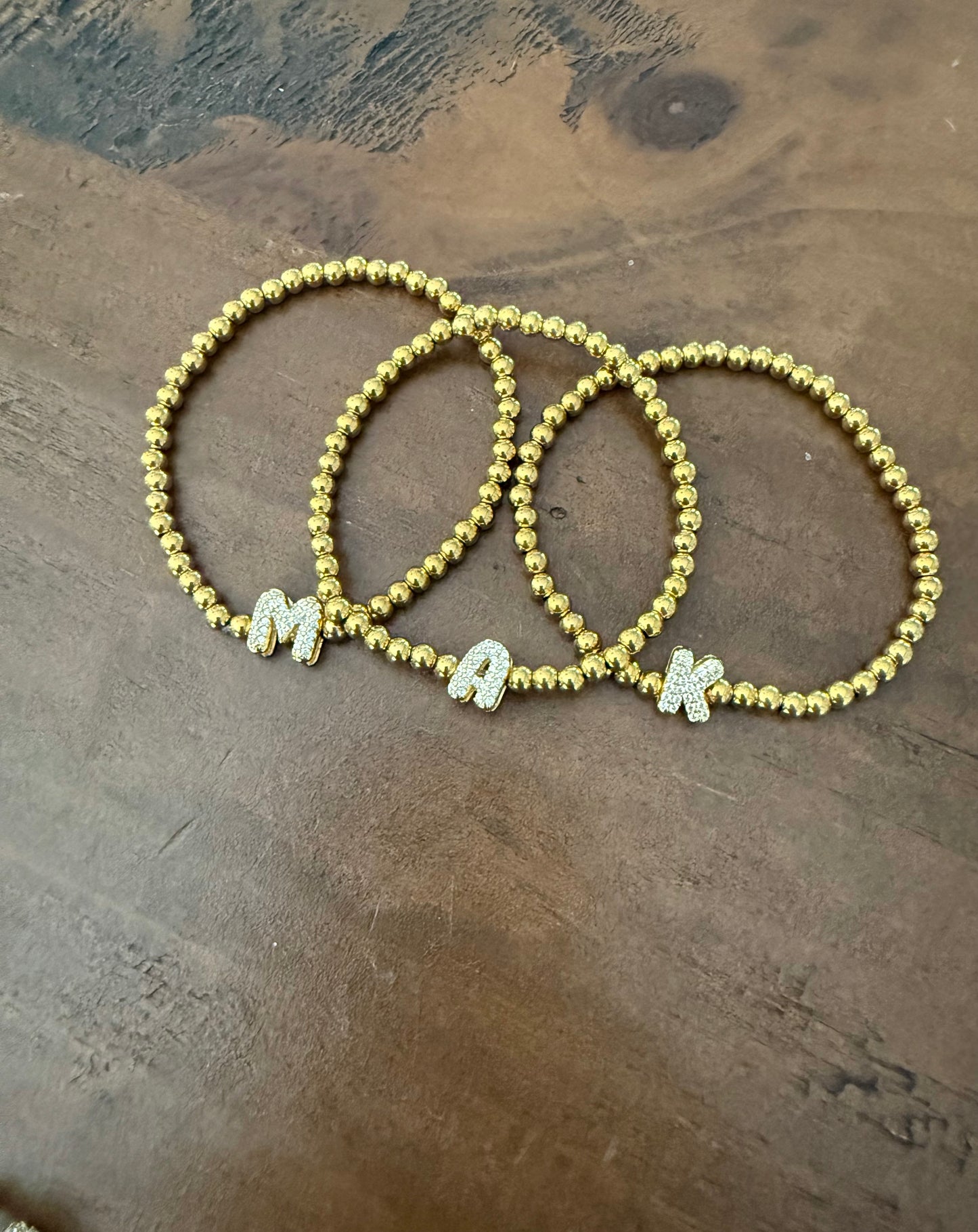 waterproof beaded initial bracelet