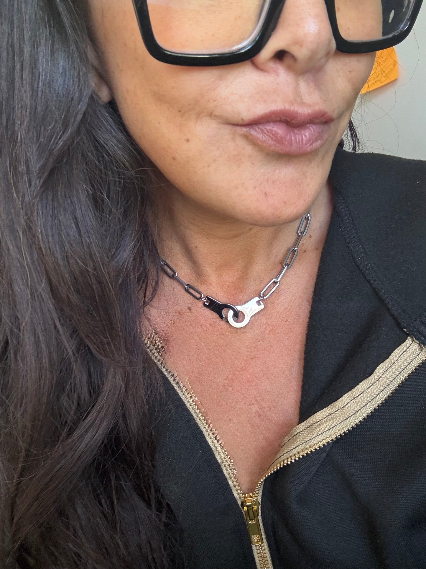 chunky waterproof silver cuff choker