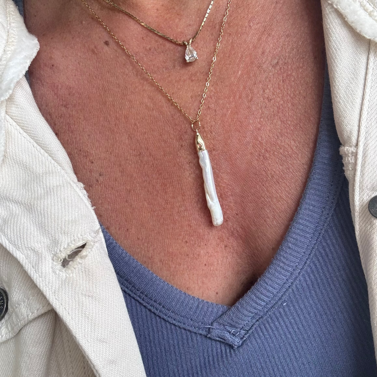 baroque pearl stick necklace