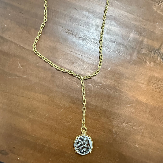 reversible mixed metal coin lariat