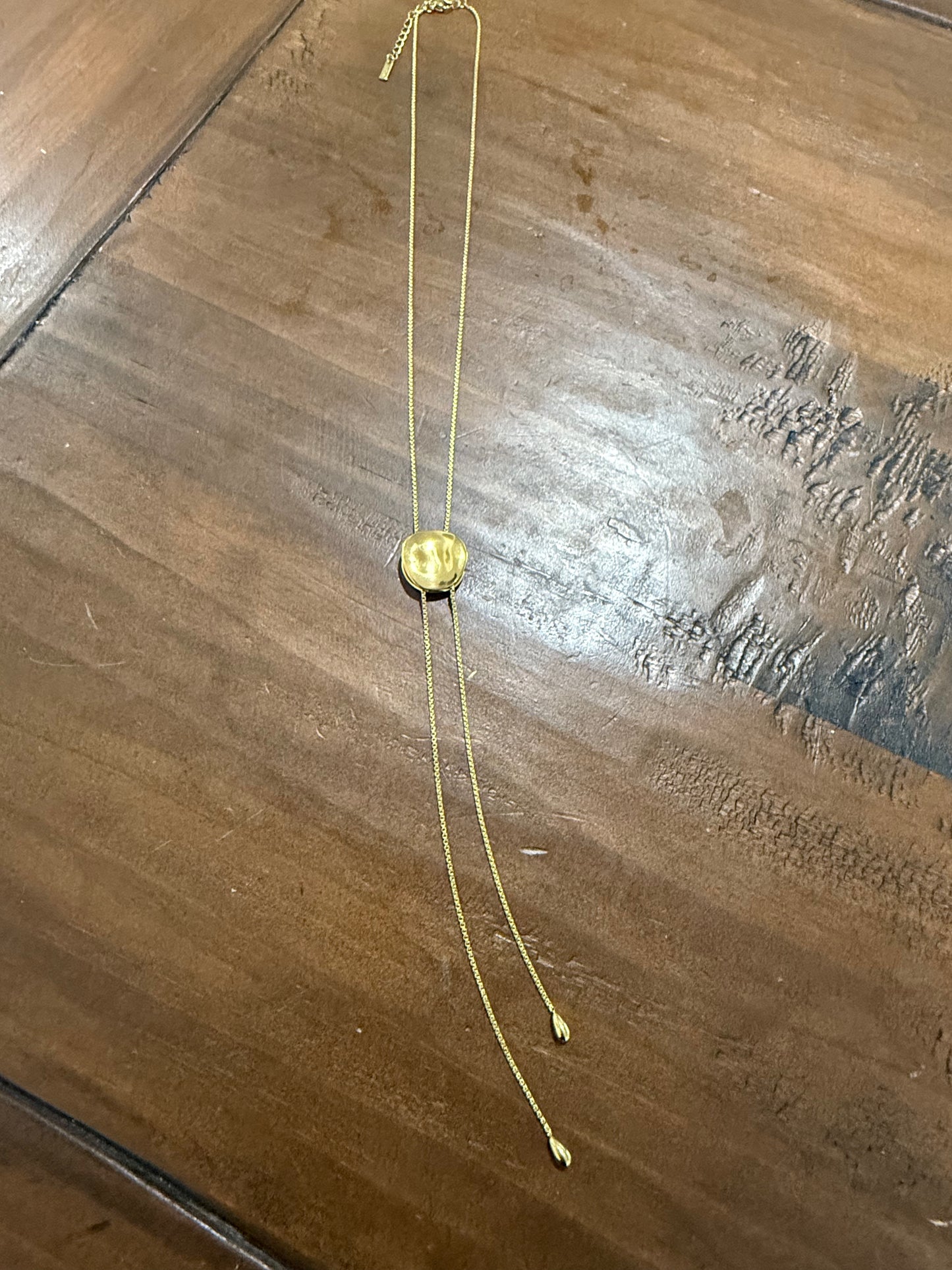 gold disc drop lariat