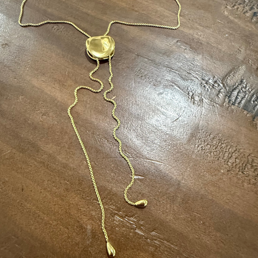 gold disc drop lariat