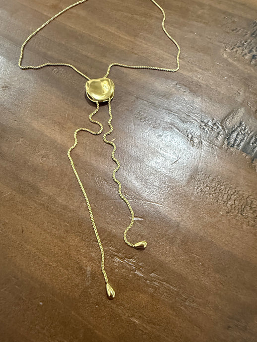 gold disc drop lariat