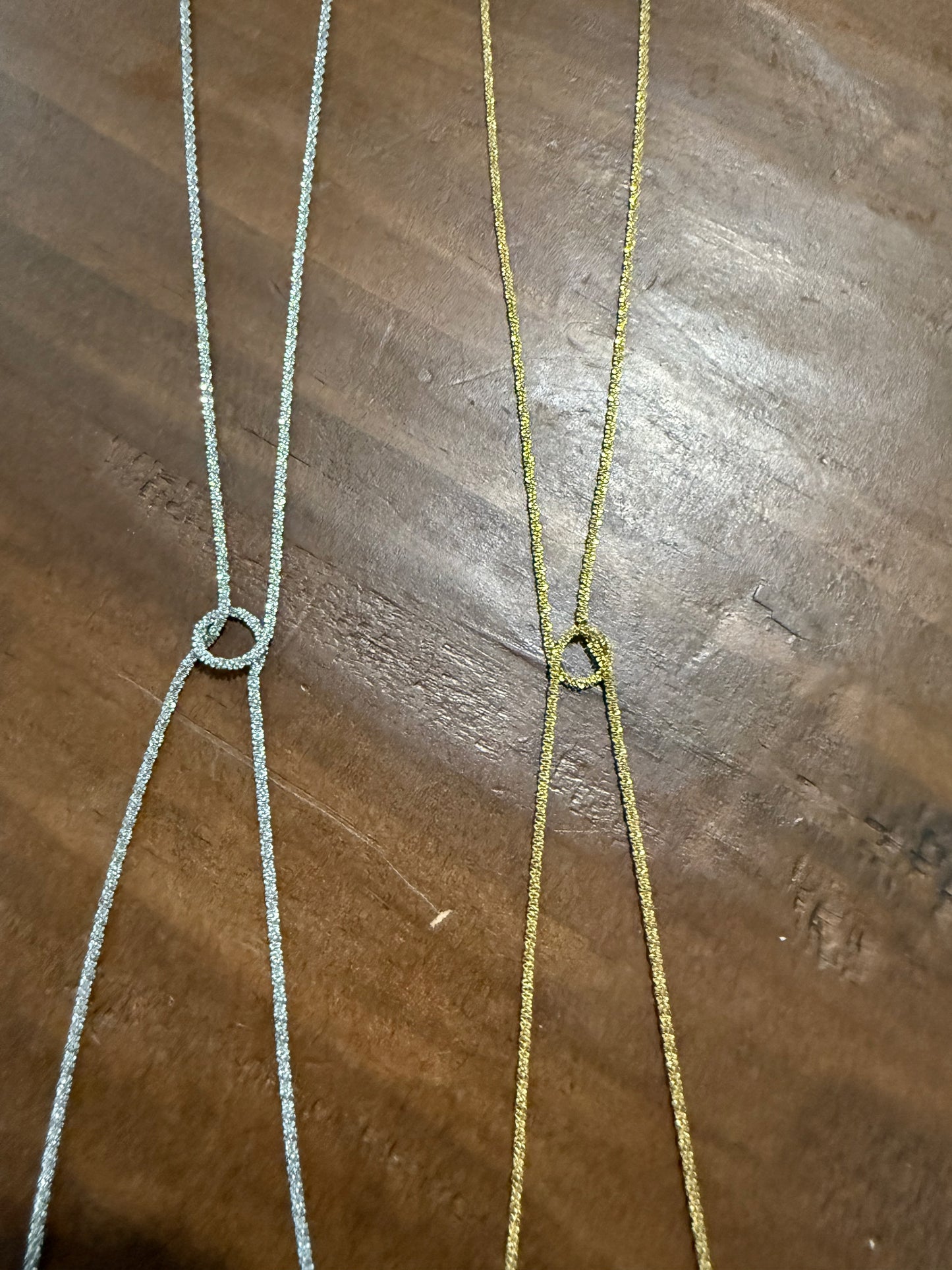 dainty waterproof slip knot/cz lariat