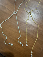 dainty waterproof slip knot/cz lariat