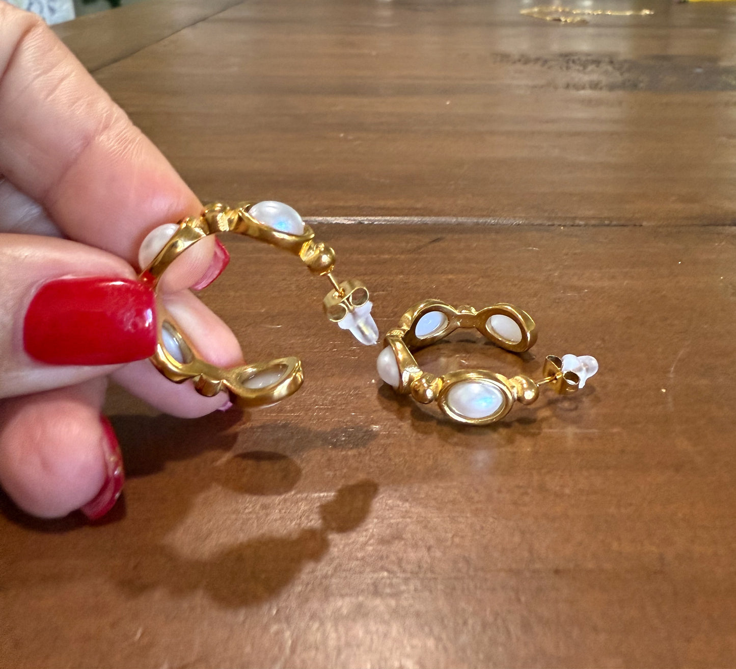 waterproof pearl hoops
