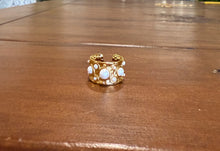 Load image into Gallery viewer, hammered waterproof wide band pearl ring