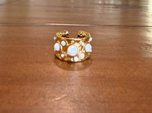 Load image into Gallery viewer, hammered waterproof wide band pearl ring
