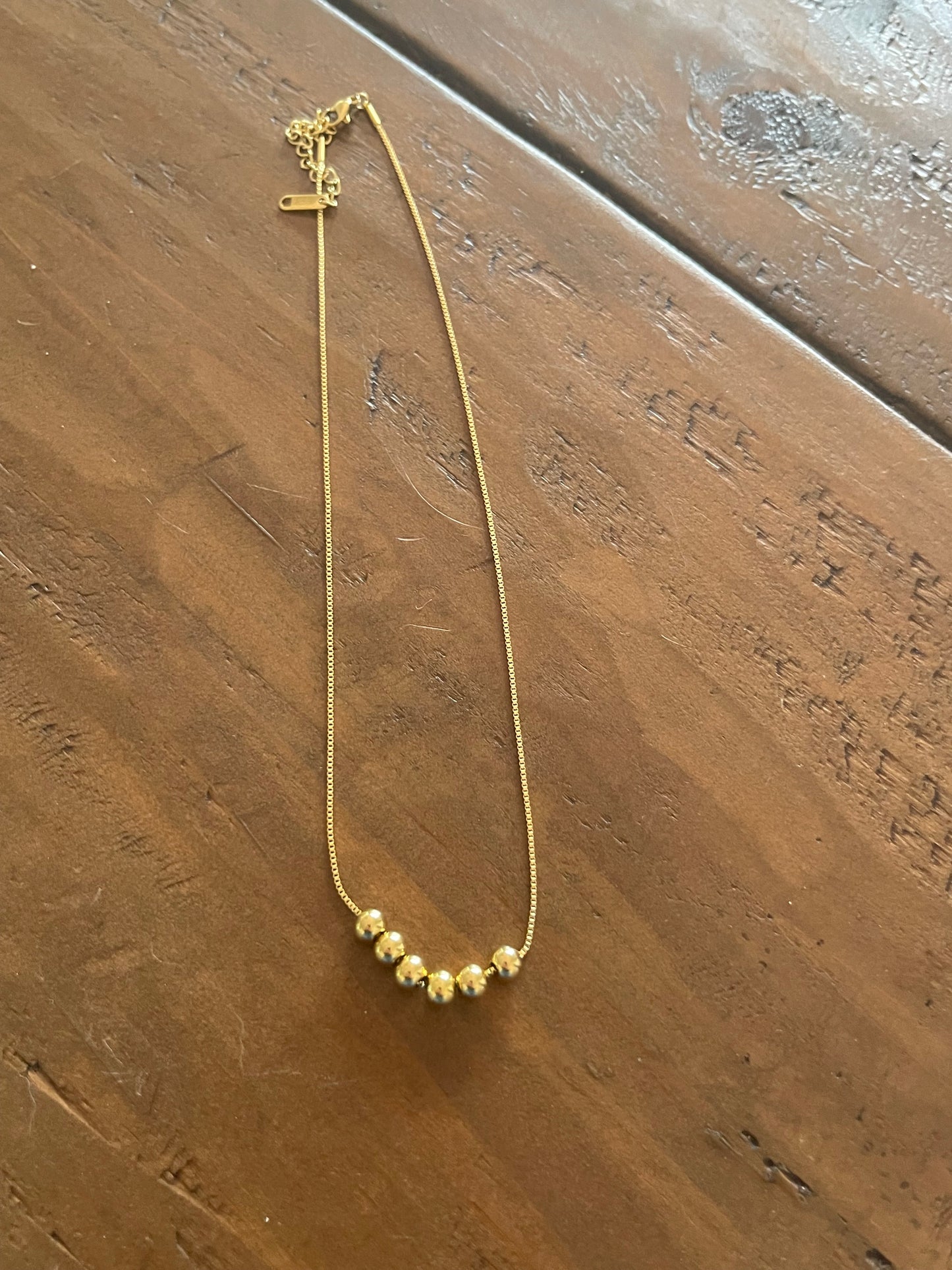 simple stainless steel beaded necklace