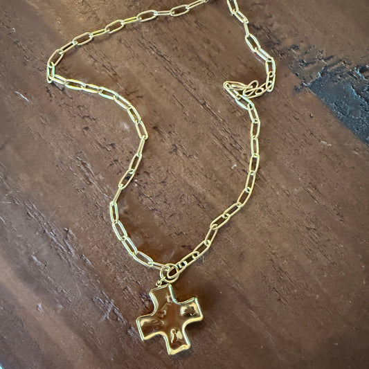 chunky hammered waterproof cross