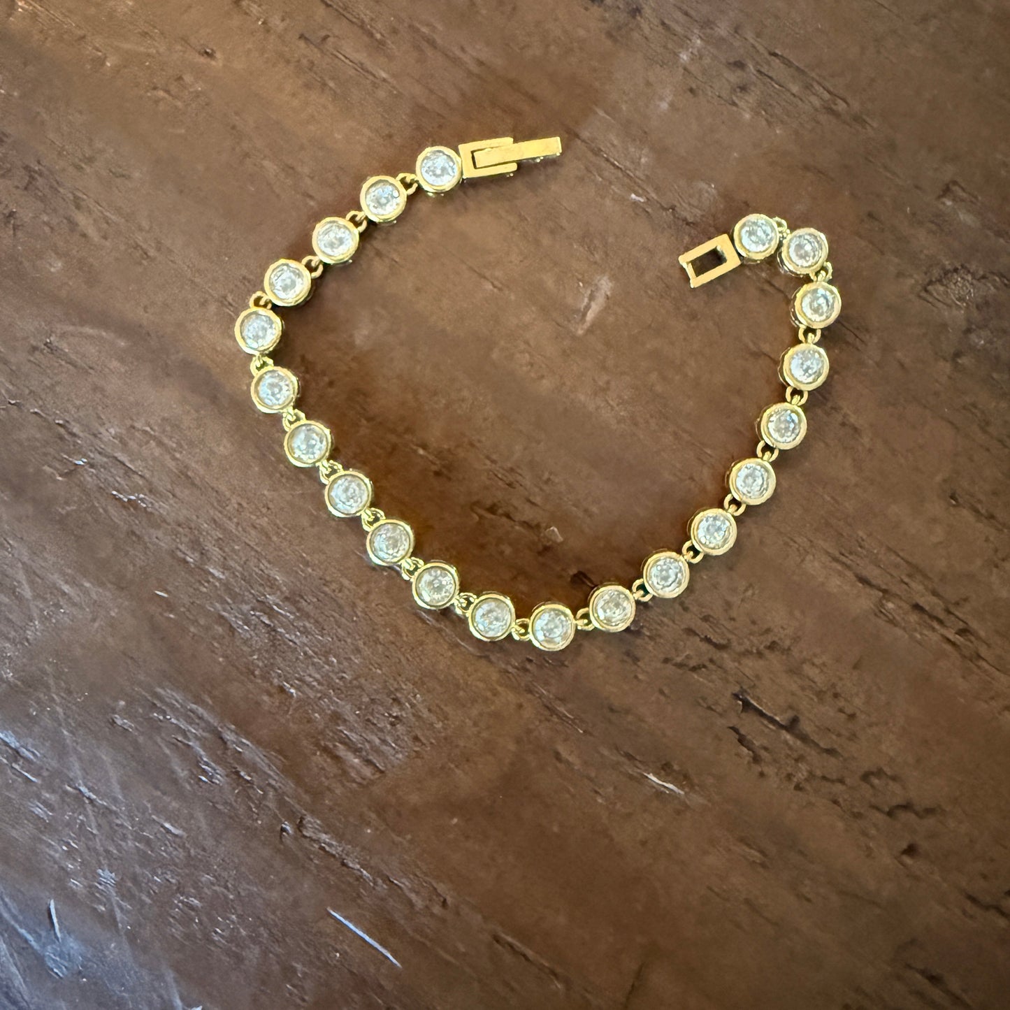 waterproof bezel set cz tennis bracelet
