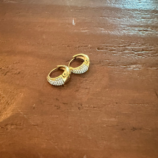waterproof cz huggie earrings