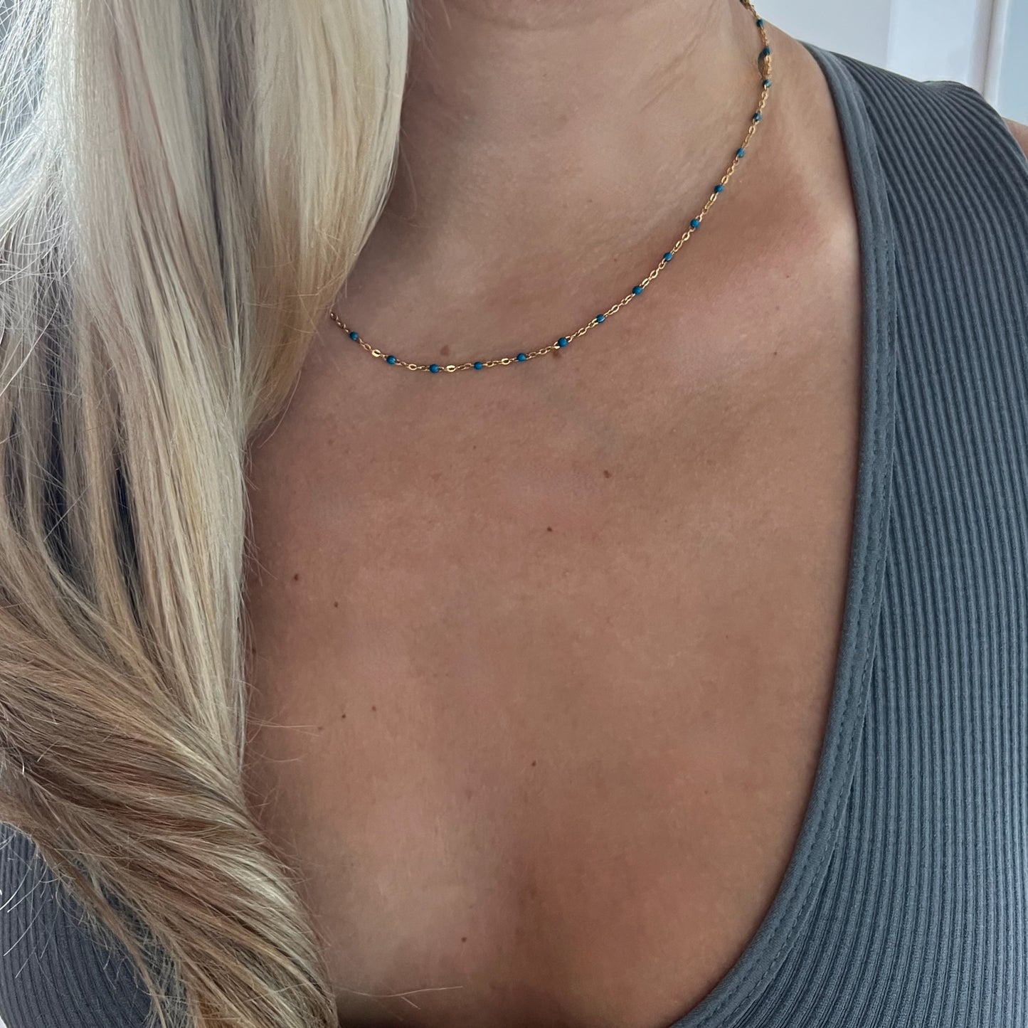 gold chain beaded necklace