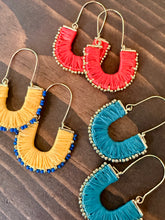 Load image into Gallery viewer, colorful woven wrapped hoops