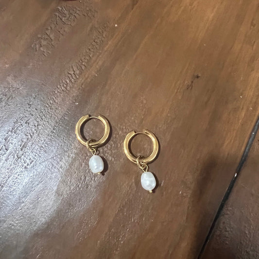 pearl drop hoops