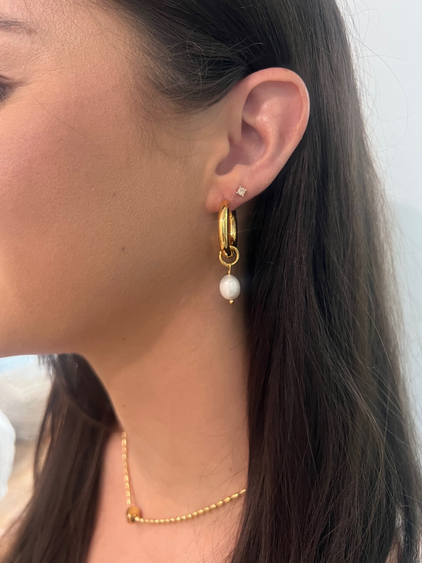 pearl drop hoops