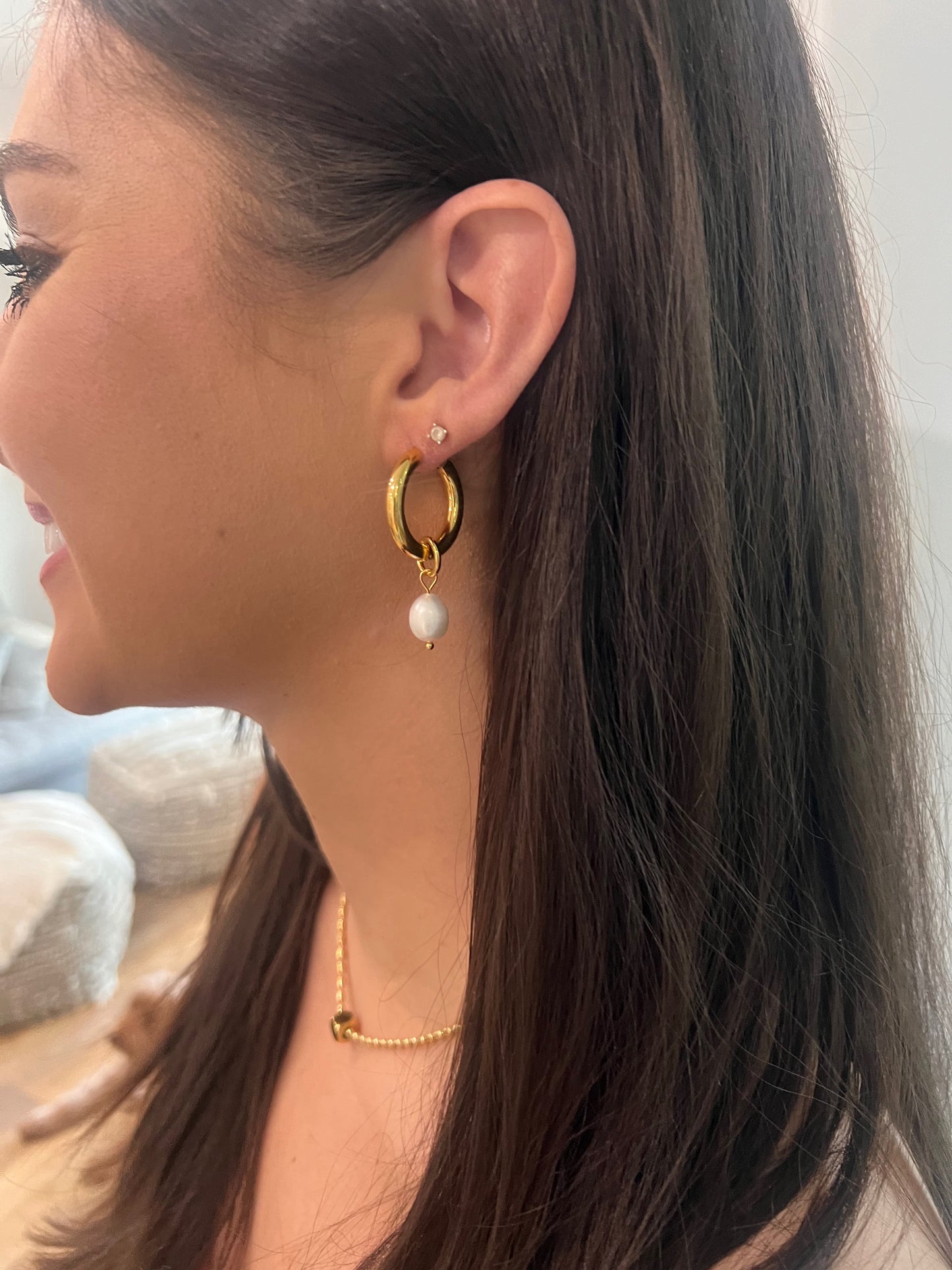 pearl drop hoops