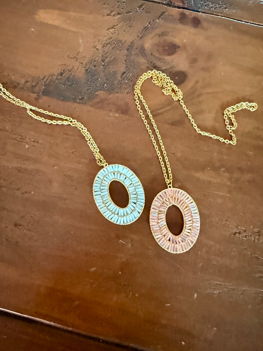 crystal oval pendants