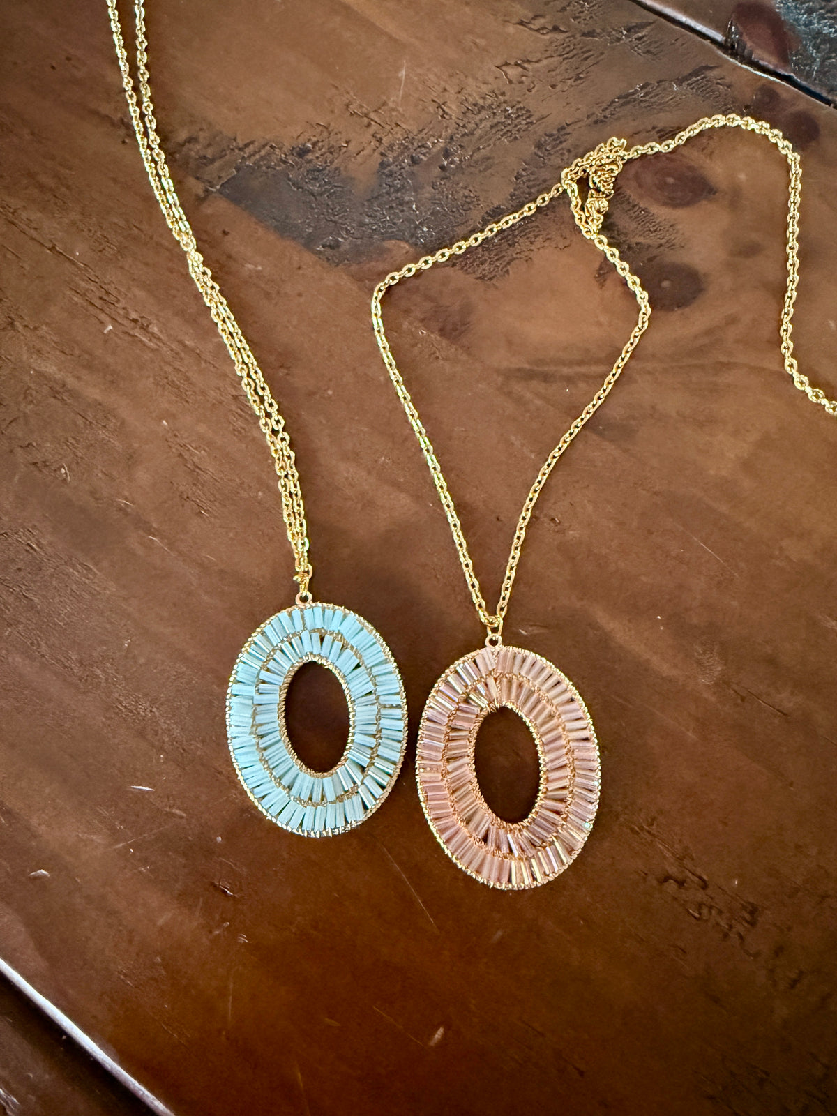 crystal oval pendants