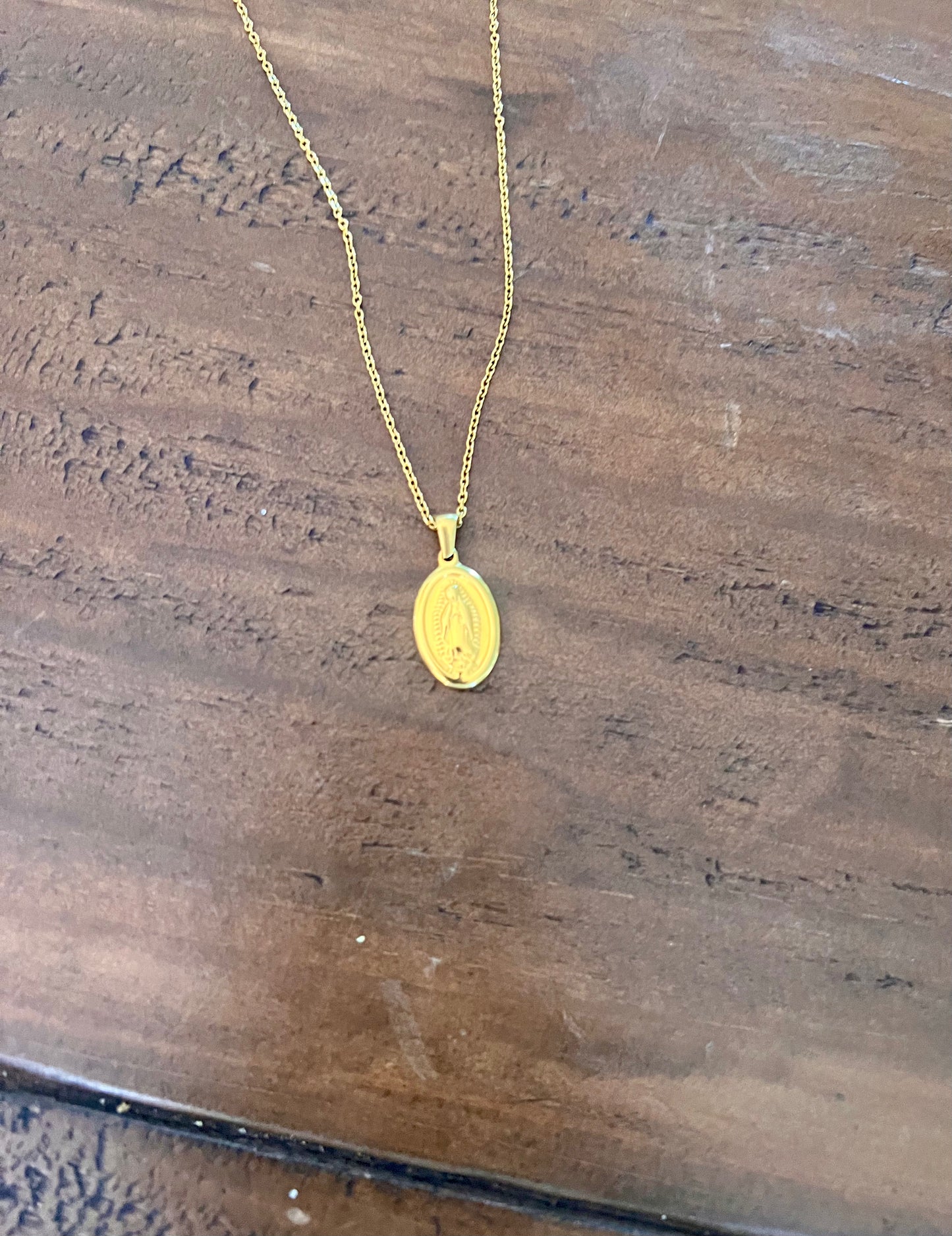 waterproof mary coin necklace