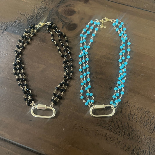 padlock rosary bead necklace