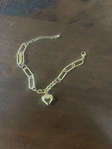 chunky heart charm bracelet