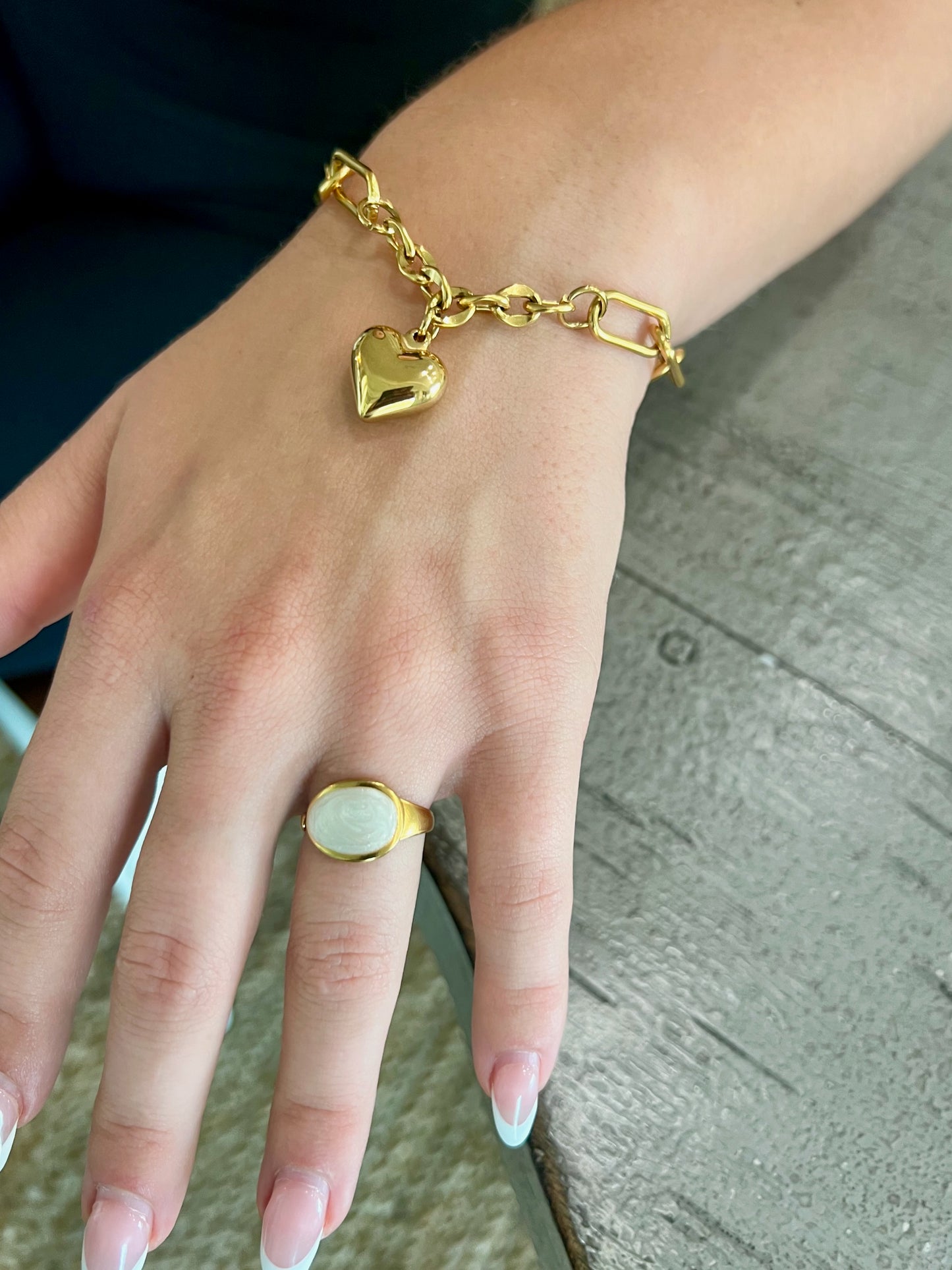 chunky heart charm bracelet