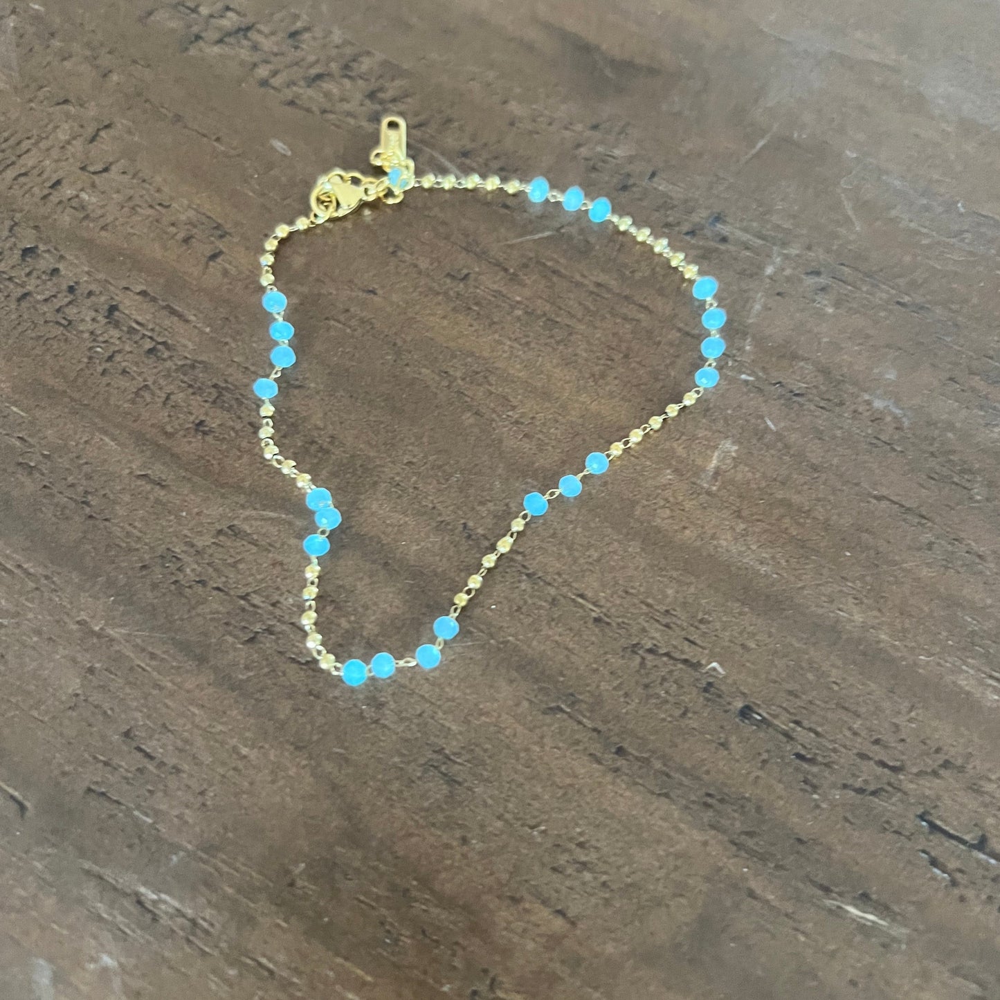 waterproof blue beaded anklet