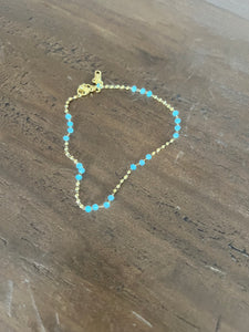 waterproof blue beaded anklet